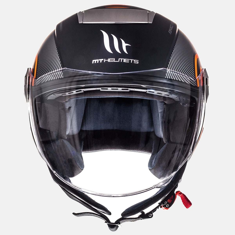 Přilba na motorku otevřená MT City Eleven SV Tron černá matná-fluo oranžová výprodej