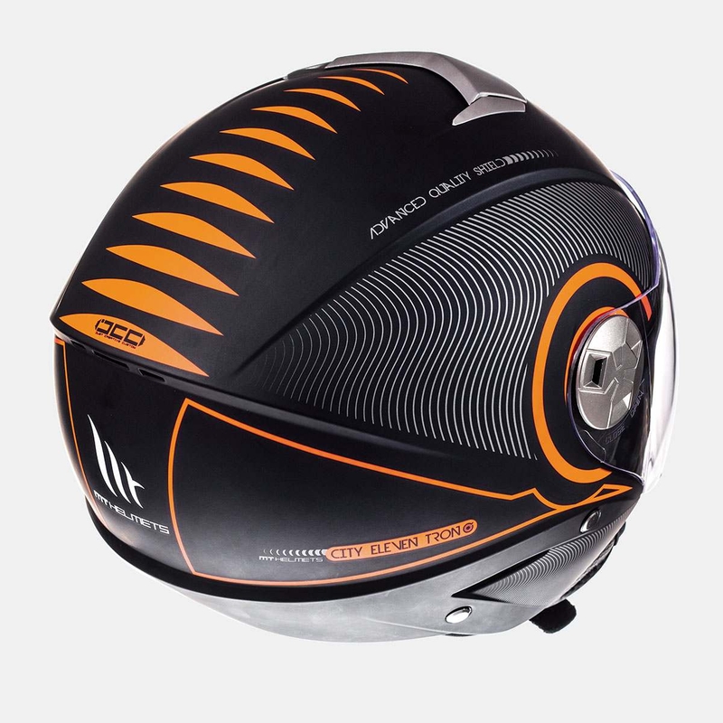 Přilba na motorku otevřená MT City Eleven SV Tron černá matná-fluo oranžová výprodej