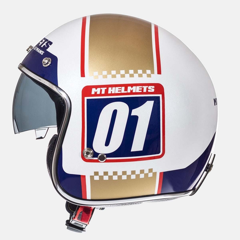 Přilba na motorku otevřená MT LeMans SV 2 Numberplate bílo-zlatá