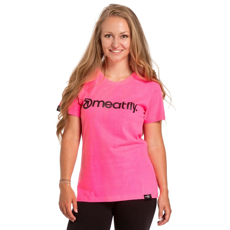 Moteriški marškinėliai Meatfly Ladies MF Logo neon pink išpardavimas