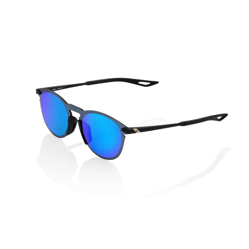 Akiniai nuo saulės 100% LEGERE ROUND Soft Tact Black (mėlyni chromuoti lęšiai)