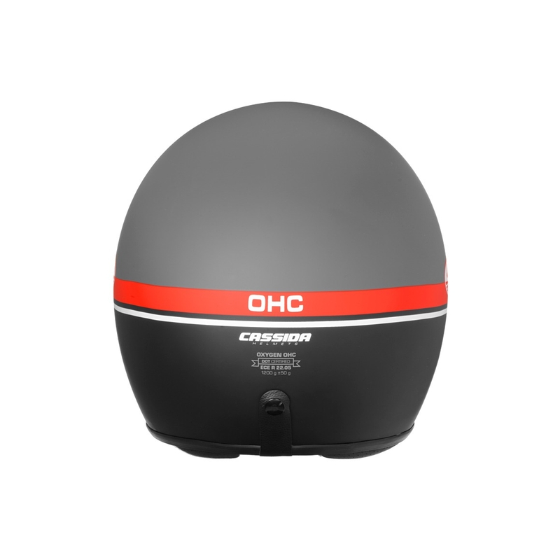 Atviras motociklininko šalmas Cassida Oxygen Jawa OHC pilka-raudona-juoda-balta