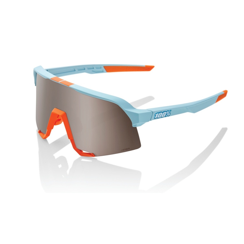 Sluneční brýle 100% S3 Soft Tact Two Tone oranžovo-modré (stříbrné sklo)