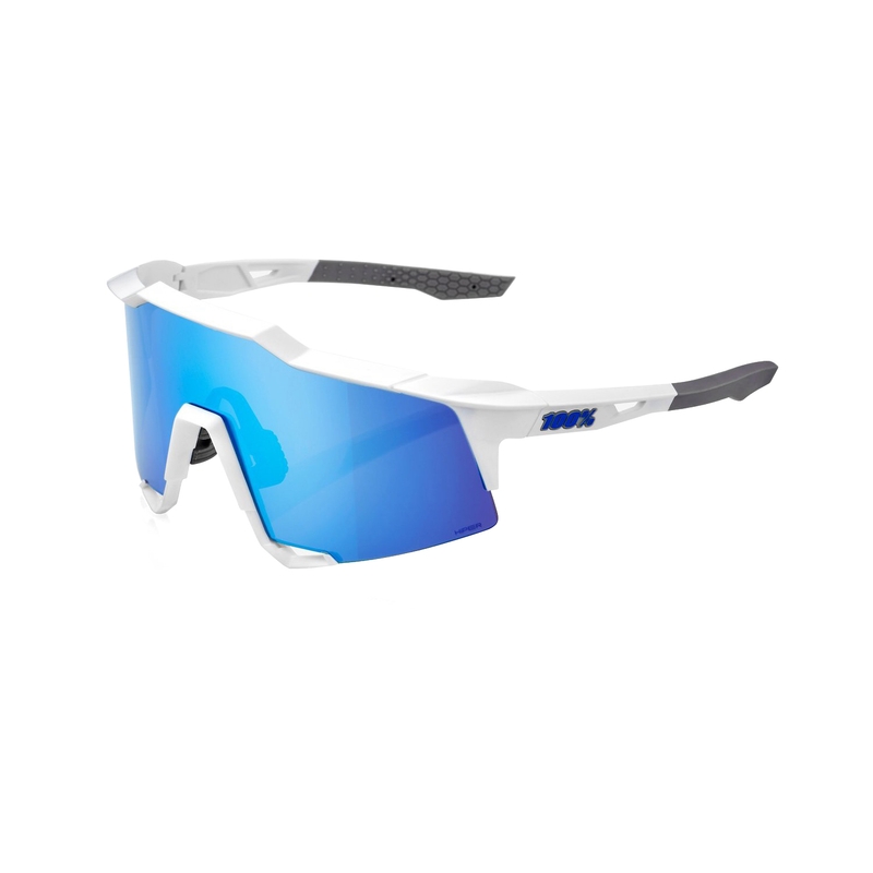 Akiniai nuo saulės 100% SPEEDCRAFT baltai pilkos spalvos (HIPER mėlynas stiklas)