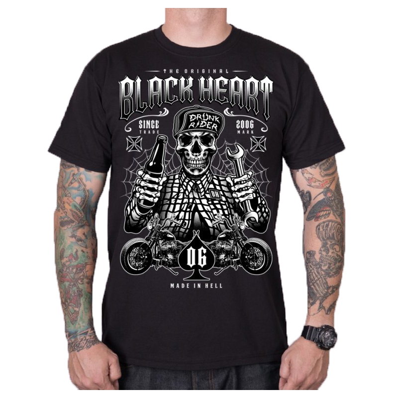 Vyriški marškinėliai Black Heart Drunk Rider black