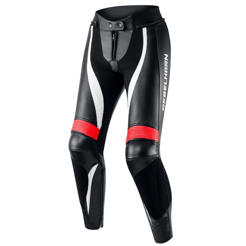 Moteriškos motociklininko kelnės Rebelhorn Rebel White-Red-Black