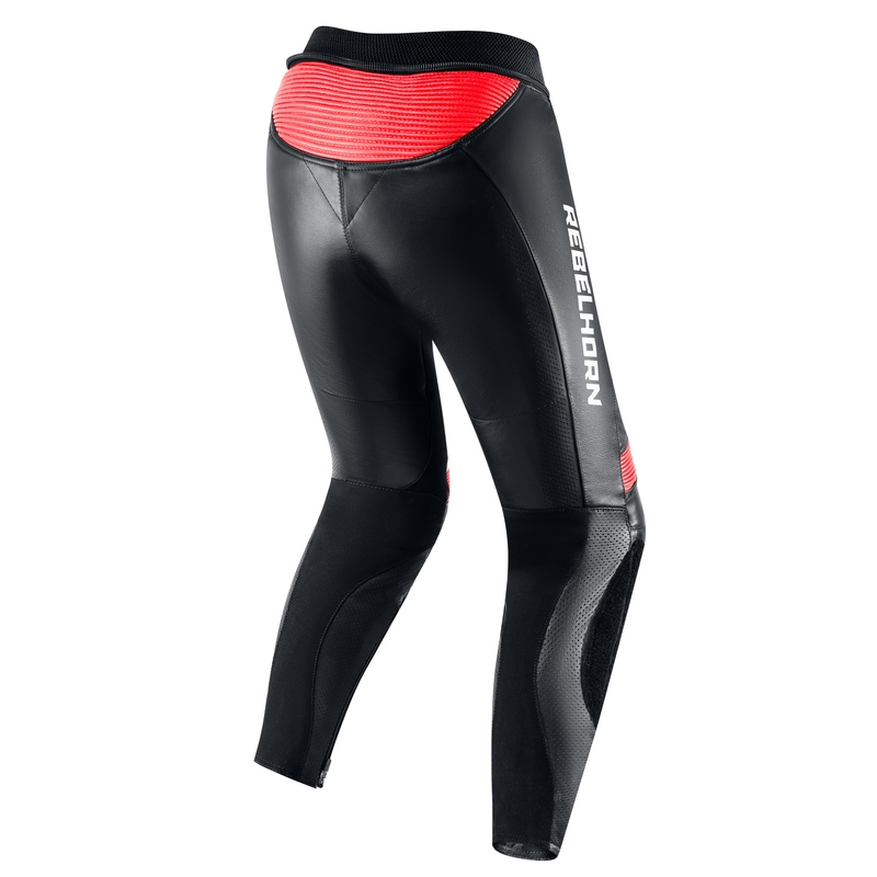 Moteriškos motociklininko kelnės Rebelhorn Rebel White-Red-Black