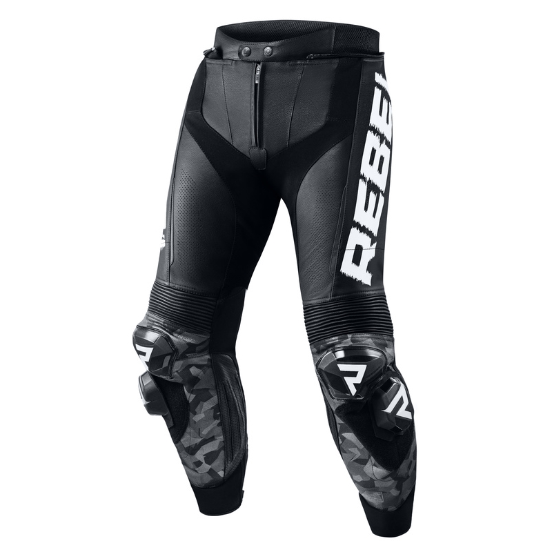 Rebelhorn Rebel juodai baltos motociklininko kelnės išpardavimas