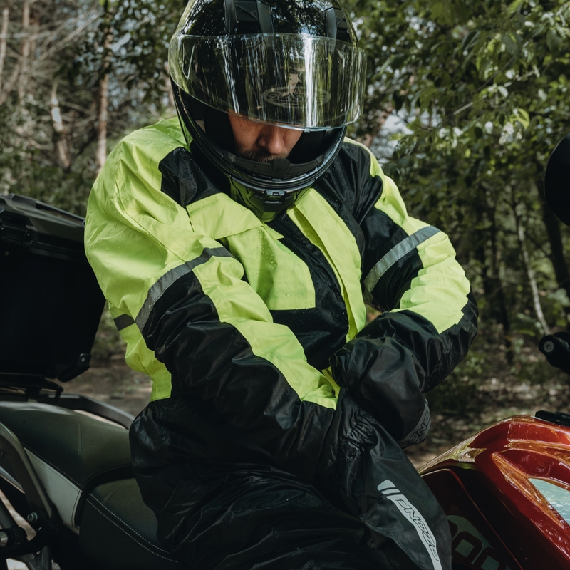 Kombinéza do deště Ozone OZ-141 černo-fluo žlutá