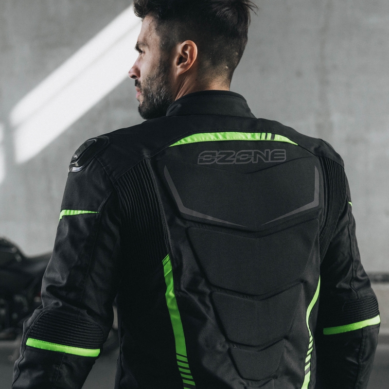 Ozone Pulse juoda-fluo geltonos spalvos motociklininko striukė