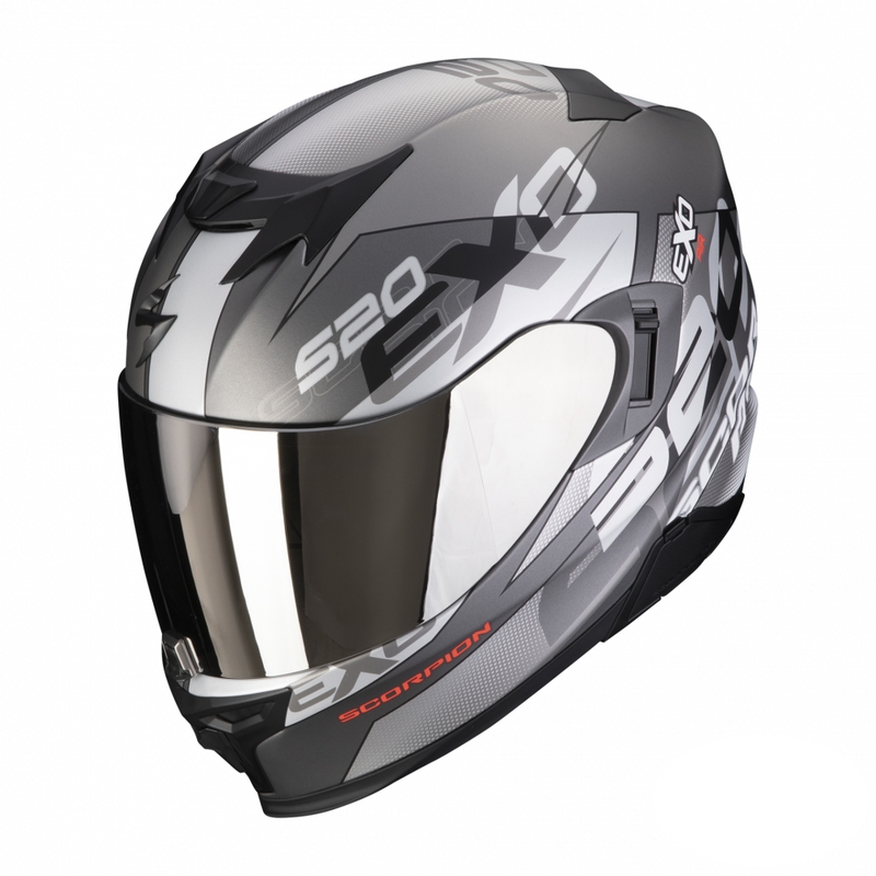 Integrální přilba na motorku Scorpion EXO-520 EVO Air Cover stříbrno-červená matná