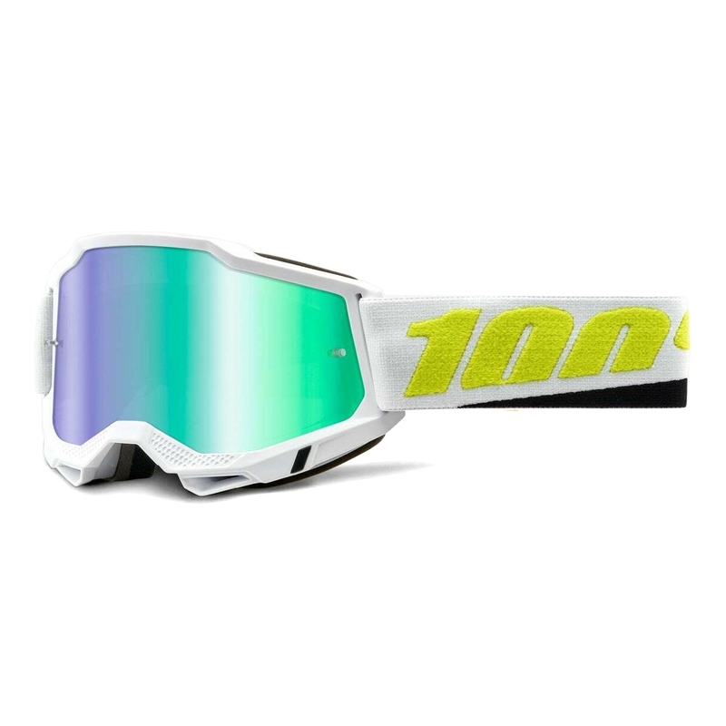 Motociklininko akiniai 100% ACCURI 2 Payeto juoda-geltona-balta (žalias plexi)