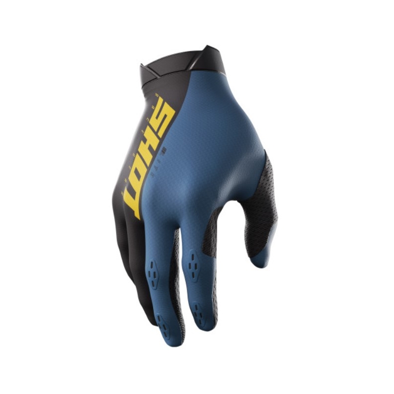 Motokroso pirštinės Shot Lite juoda-geltona-mėlyna išpardavimas