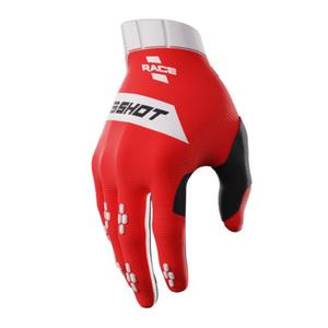 Motokroso pirštinės Shot Race balta-raudona