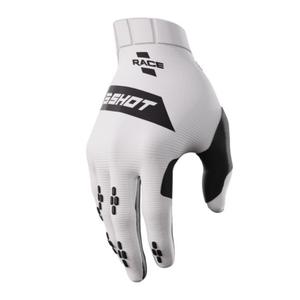 Motokroso pirštinės Shot Race balta-juoda