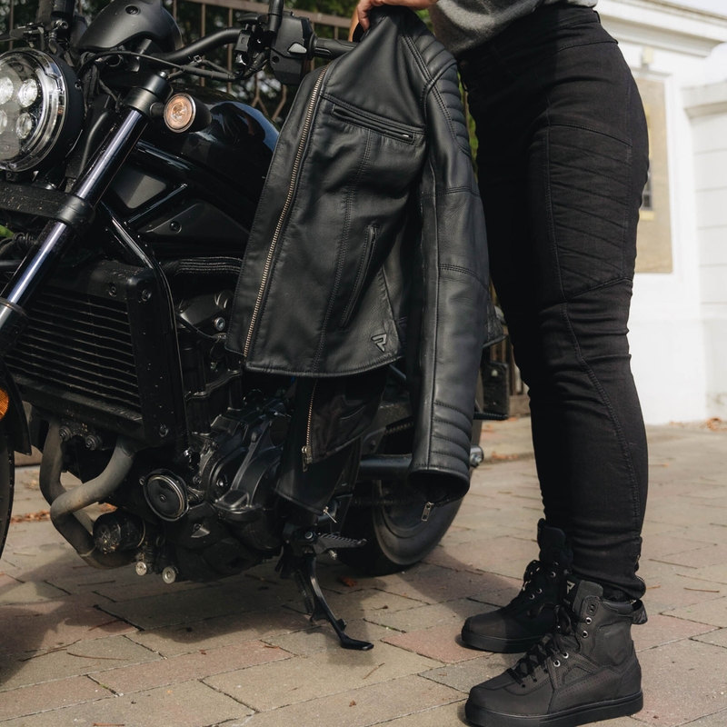 Moteriški motociklininko džinsai Rebelhorn Ash Black išpardavimas