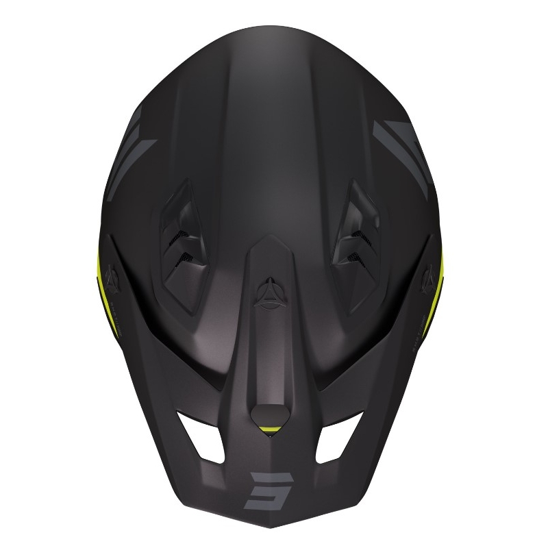 Motociklininko šalmas Šuolio triukai juoda-fluo geltona