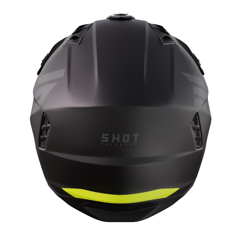 Motociklininko šalmas Šuolio triukai juoda-fluo geltona