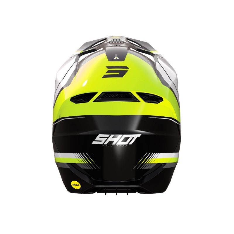 Vaikiškas motokroso šalmas Shot Race Tracer balta-juoda-fluo geltona išpardavimas