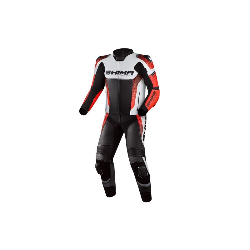 Shima STR 2.0 juodai-baltai-fluo raudonas motociklininko kombinezonas