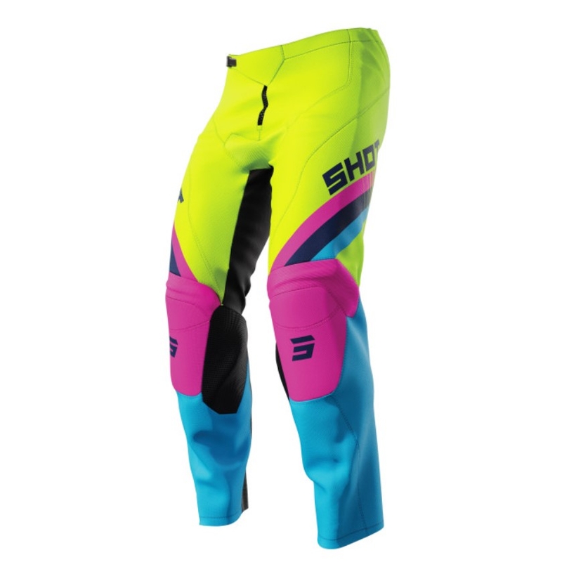 Dětské motokrosové kalhoty Shot Raw Kid Tracer růžovo-modro-fluo žluté výprodej