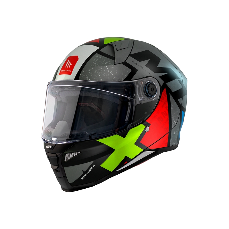Integrální přilba na motorku MT FF110 Revenge 2 Light šedo-červeno-zelená