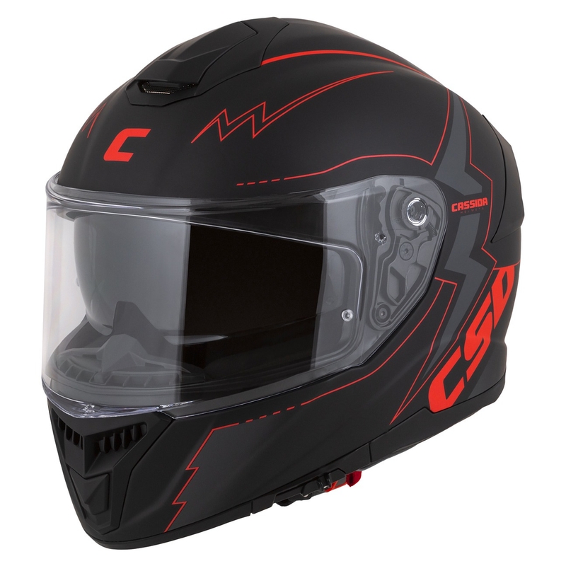 "Cassida Integral GT 2.1 Flash Black-Red-Grey" motociklininko šalmas