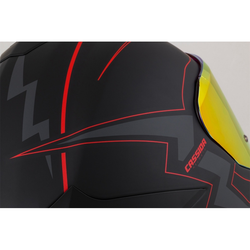 "Cassida Integral GT 2.1 Flash Black-Red-Grey" motociklininko šalmas