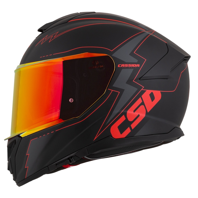 "Cassida Integral GT 2.1 Flash Black-Red-Grey" motociklininko šalmas