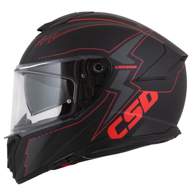 "Cassida Integral GT 2.1 Flash Black-Red-Grey" motociklininko šalmas