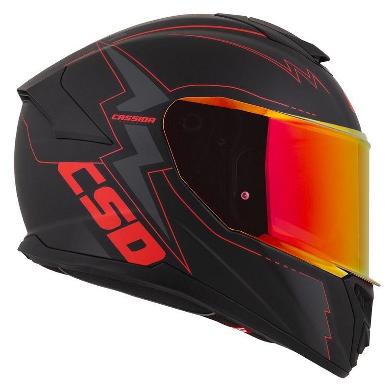 "Cassida Integral GT 2.1 Flash Black-Red-Grey" motociklininko šalmas