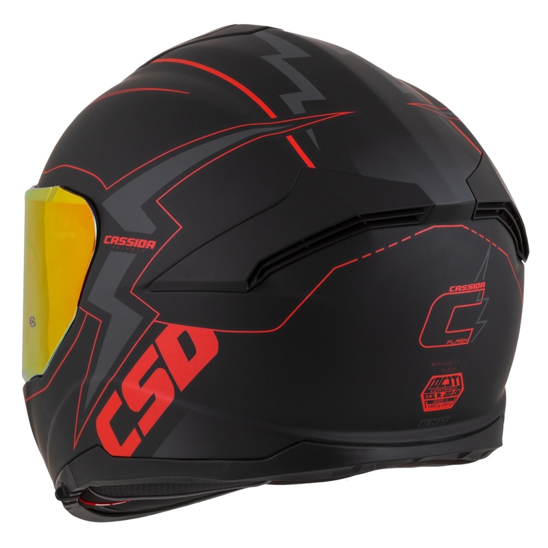 "Cassida Integral GT 2.1 Flash Black-Red-Grey" motociklininko šalmas