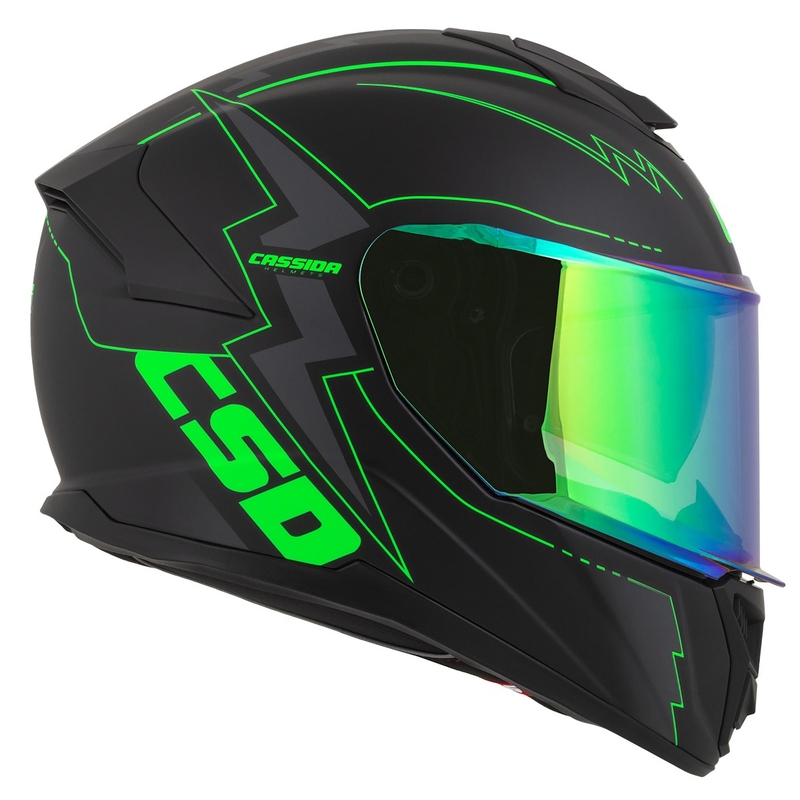 Integral motociklininko šalmas Cassida Integral GT 2.1 Flash black-fluo green-grey
