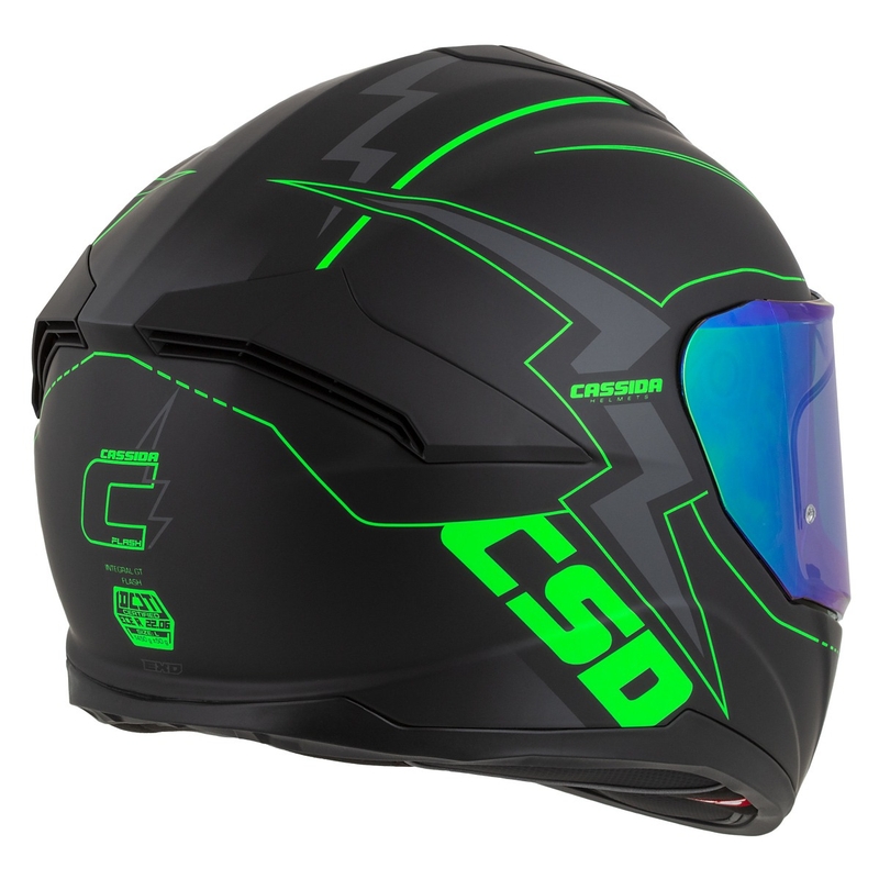 Integral motociklininko šalmas Cassida Integral GT 2.1 Flash black-fluo green-grey