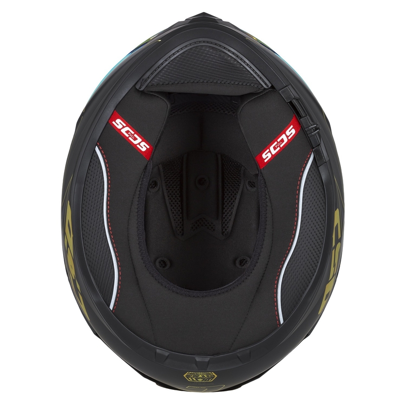 "Cassida Integral GT 2.1 Flash" juodai aukso ir pilkos spalvos motociklininko šalmas