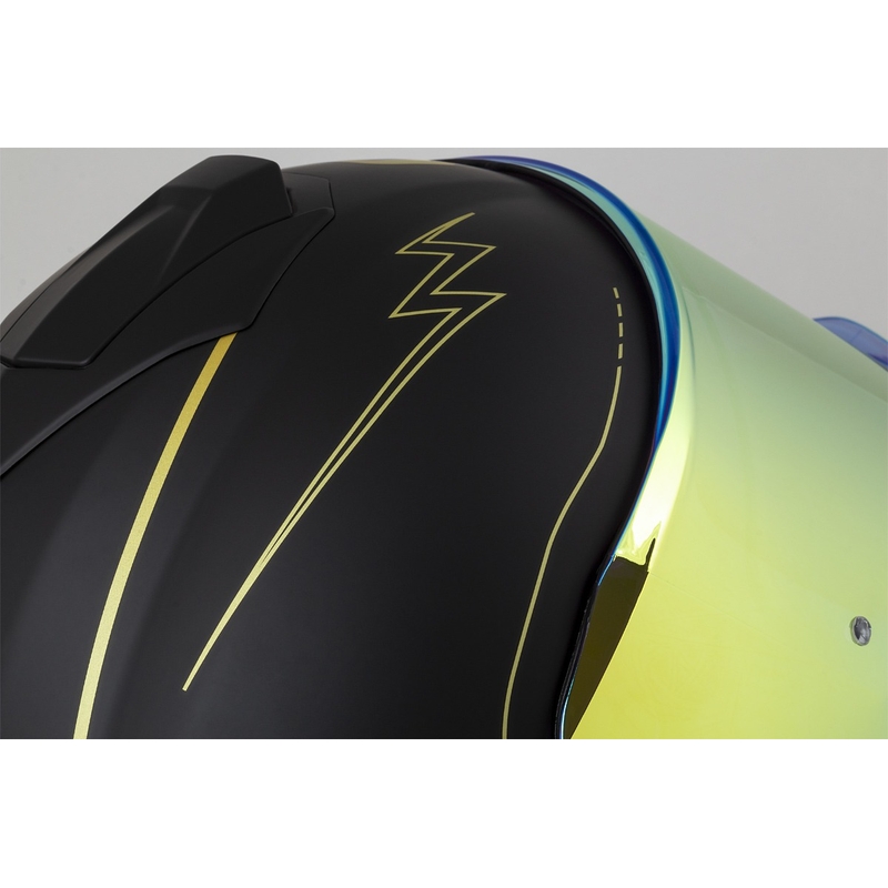 "Cassida Integral GT 2.1 Flash" juodai aukso ir pilkos spalvos motociklininko šalmas