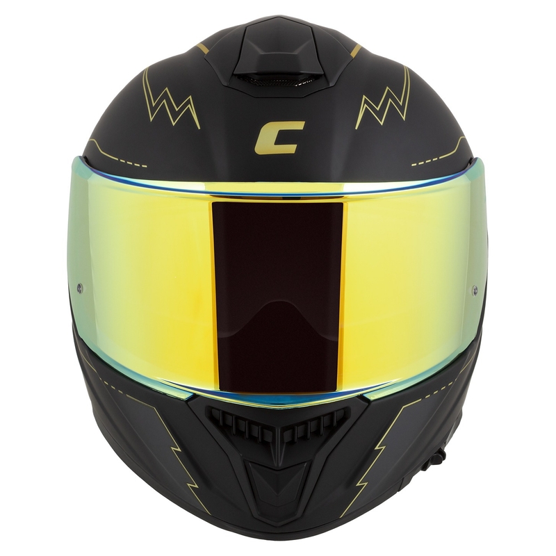 "Cassida Integral GT 2.1 Flash" juodai aukso ir pilkos spalvos motociklininko šalmas
