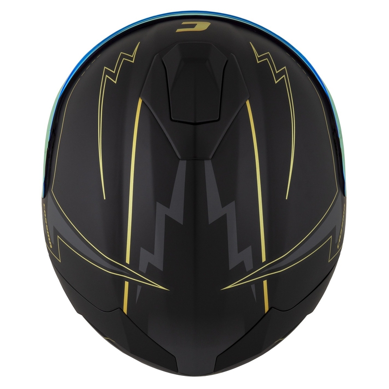 "Cassida Integral GT 2.1 Flash" juodai aukso ir pilkos spalvos motociklininko šalmas