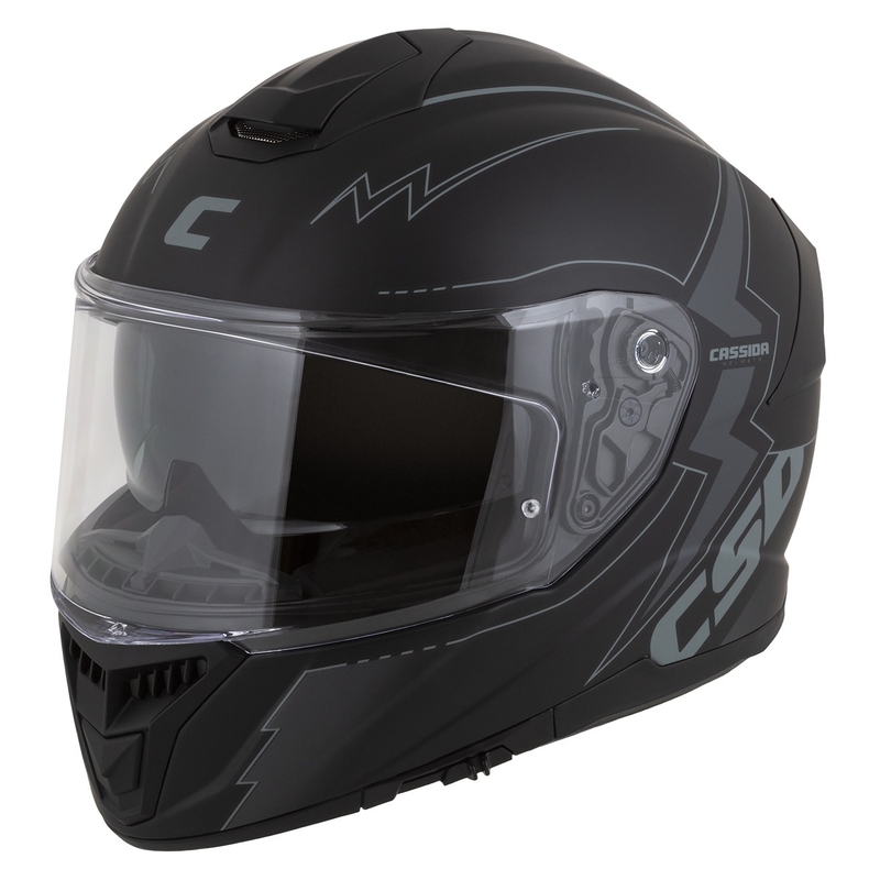"Cassida Integral GT 2.1 Flash Black-Grey Integral" motociklininko šalmas
