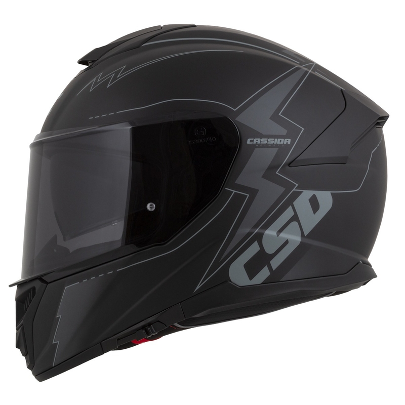 "Cassida Integral GT 2.1 Flash Black-Grey Integral" motociklininko šalmas
