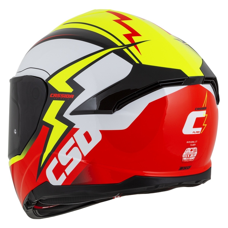 "Integral" motociklininko šalmas Cassida Integral GT 2.1 Flash fluo yellow-red-black-white
