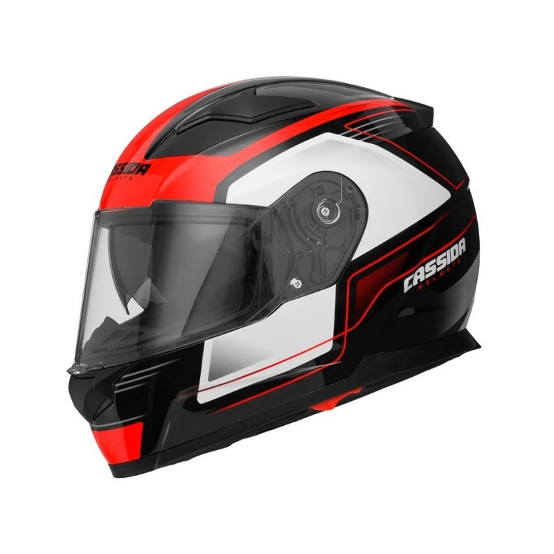 Přilba na motorku Cassida Apex Fusion černo-bílo-fluo červená - II. jakost