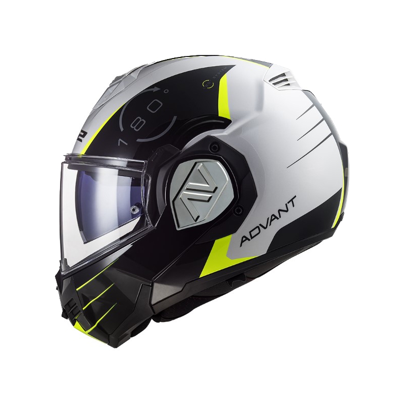Atverčiamas motociklininko šalmas LS2 FF906 Advant Codex 06 juoda-balta-fluo geltona
