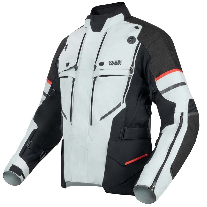 "Rebelhorn Range" pilka-juoda-raudona motociklininko striukė