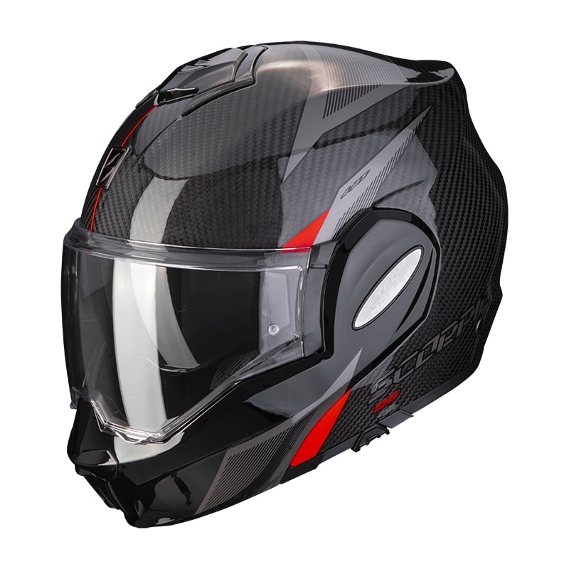 Překlápěcí přilba Scorpion EXO-TECH EVO Carbon Top černo-červená