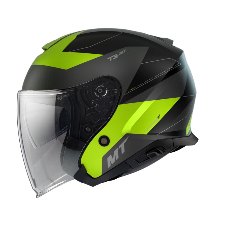 Otevřená přilba na motorku MT Thunder 3 SV Jet Cooper černo-šedo-fluo žlutá výprodej