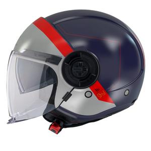 Atviras motociklininko šalmas MT Viale SV 68 Vienetai D7 pilkai raudonai mėlyna