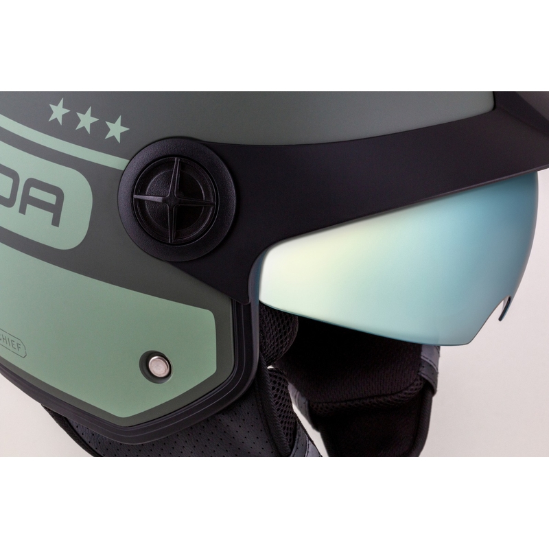 Cassida Handy Plus Chief atviras motociklininko šalmas žalias