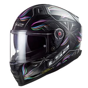 LS2 FF811 Vector II Tropical baltai violetinės ir juodos spalvos integralus motociklininko šalmas