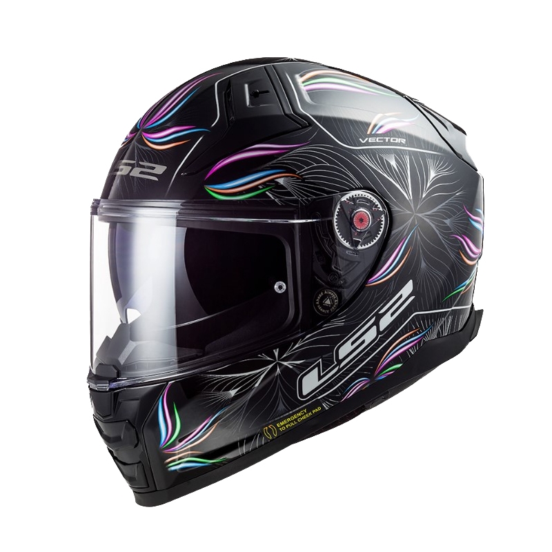 LS2 FF811 Vector II Tropical baltai violetinės ir juodos spalvos integralus motociklininko šalmas